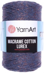 Пряжа YarnArt Macrame cotton lurex джинсовый-медный (731), 75%хлопок/13%полиэстер/12%металлик, 205м, 250г