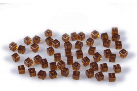 Бусина стеклянная ZLATKA Куб, коричневый (14), 6*6мм