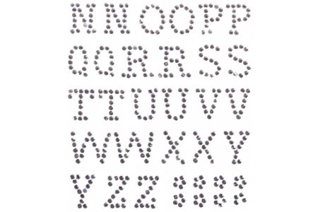 Стразы самоклеющиеся GLOREX, Буквы (N-Z), 13мм, прозрачный