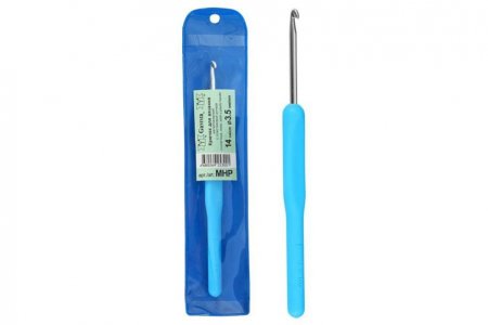 Крючок для вязания GAMMA с пластиковой ручкой, металлический, d3,5мм, 14см