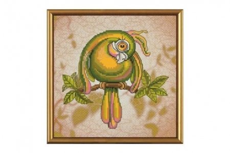 Набор для вышивания крестом НОВА СЛОБОДА Зеленый попугай, 18*18см