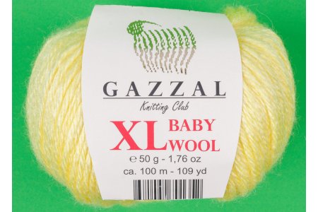 Пряжа Gazzal Baby Wool XL светло-желтый (833), 40%шерсть мериноса/20%кашемирПА/40%акрил, 100м, 50г