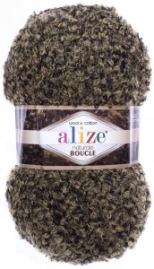Пряжа Alize Naturale boucle оливковый (6044), 49%шерсть/24%хлопок/24%акрил/3%полиэстер, 200м, 100г