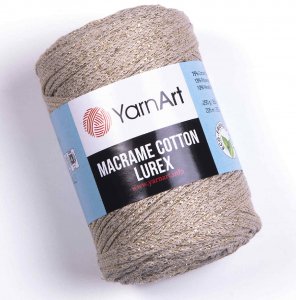 Пряжа YarnArt Macrame cotton lurex тёмно-бежевый (735), 75%хлопок/13%полиэстер/12%металлик, 205м, 250г