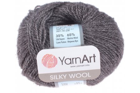 Пряжа Yarnart Silky wool серый (335), 65%шерсть мериноса/35%искусственный шелк, 190м, 25г