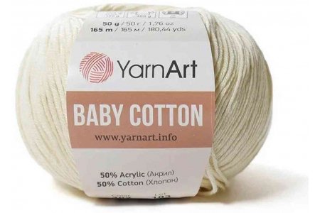 Пряжа YarnArt Baby cotton кремовый (402), 50%хлопок/50%акрил, 165м, 50г