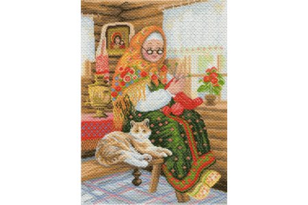 Канва с рисунком для вышивки крестом МАТРЕНИН ПОСАД Бабушкина радость, 28*39см