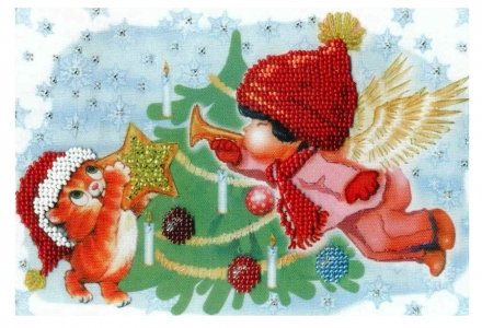 Набор для вышивания бисером ЧАРИВНА МИТЬ Рождественская сказка, с нанесенным рисунком, 20,5*14см