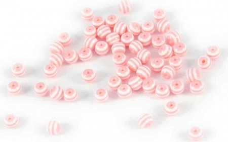Бусина акриловая ZLATKA круглая, розово-белый (23), 6мм