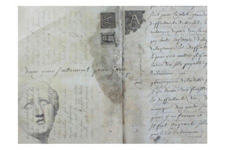Бумага для декупажа CALAMBOUR Старое промокшее письмо, голова, 35*50см