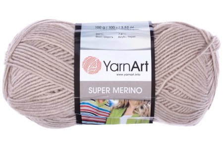 Пряжа Yarnart Super Merino светло-бежевый (383), 75%акрил/25%шерсть, 300м, 100г