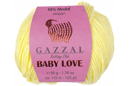 Пряжа Gazzal Baby Love лимонный (1607), 55%модал/45%акрил, 115м, 50г