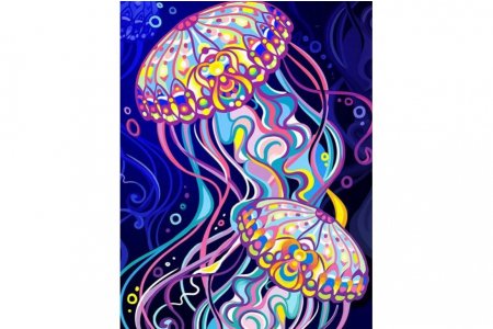 Мозаичная картина стразами АЛМАЗНАЯ ЖИВОПИСЬ Пара медуз, 30*40см