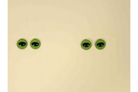 Глаза пластиковые для пришивания на петле, с кошачим зрачком, черно-зеленый, d8мм, 1пара