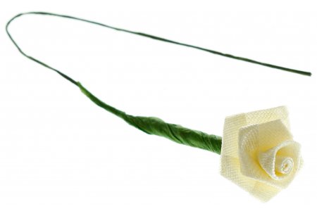 Цветок из ткани на проволоке Атласная роза, желтый, 12мм