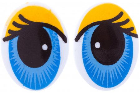 Глаза для игрушек овальные, голубо-сине-желтый, 15*20мм, 1пара