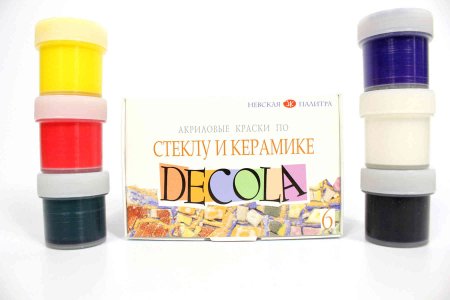 Набор красок по стеклу и керамике DECOLA, 6цв*20мл