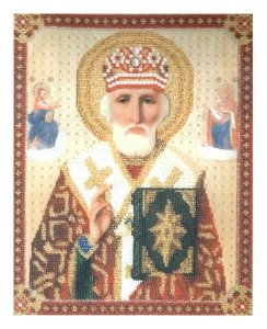 Набор для вышивания бисером ЧАРИВНА МИТЬ Икона святителя Николая Чудотворца, с нанесенным рисунком, 24,6*30,8см