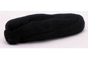 Шерсть для валяния лента гребенная Семеновская полутонкая черный (1), 100г